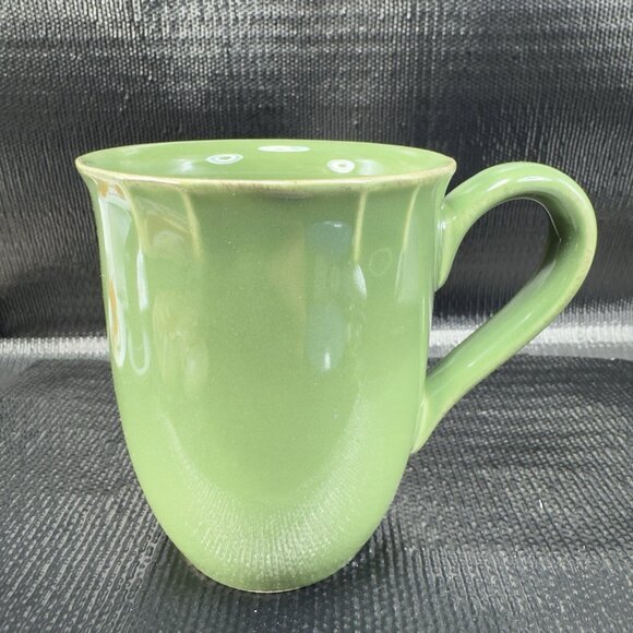 Pierre Deux Ceramic Coffee Mug Cup Set 2 Green Glaze Mugs Cups France Vintage - Picture 10 of 15